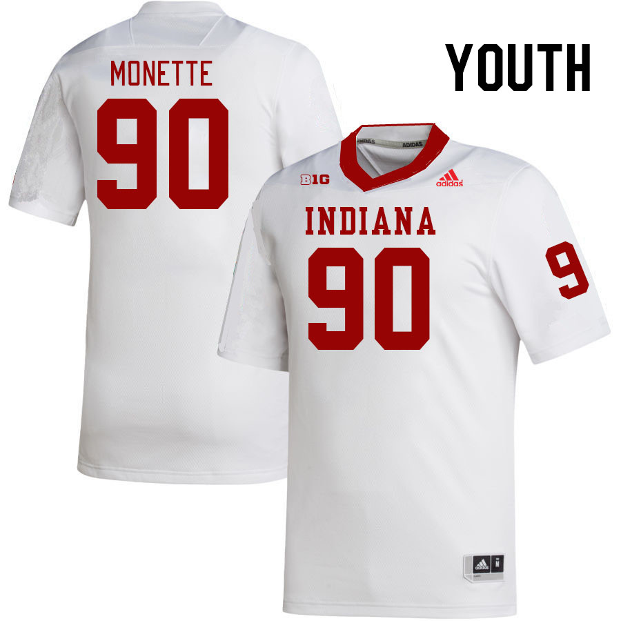 Youth #90 J'mari Monette Indiana Hoosiers College Football Jerseys Stitched-White